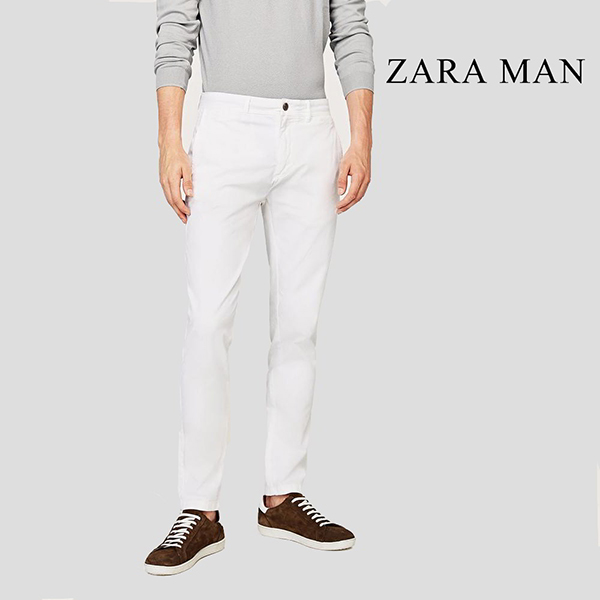 Zara Man White Skinny Cotton Chino 