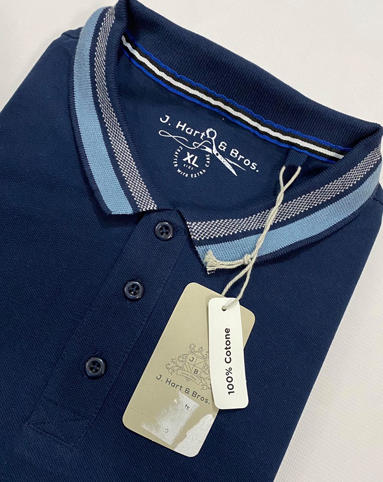 J.HART & BROS Pure cotton polo shirt with contrasting profiles | S.M ...
