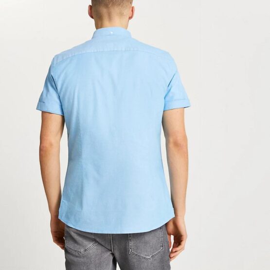 RIVER ISLAND Maison Riviera blue short sleeve oxford shirt - Image 4